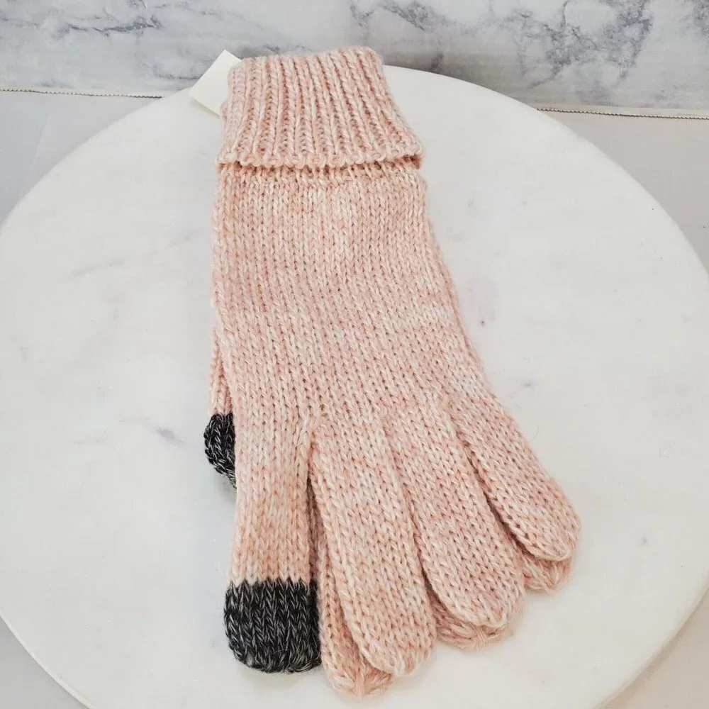 AEROPOSTALE Knit Tech Gloves Smartphone Compatible Pink Black NEW